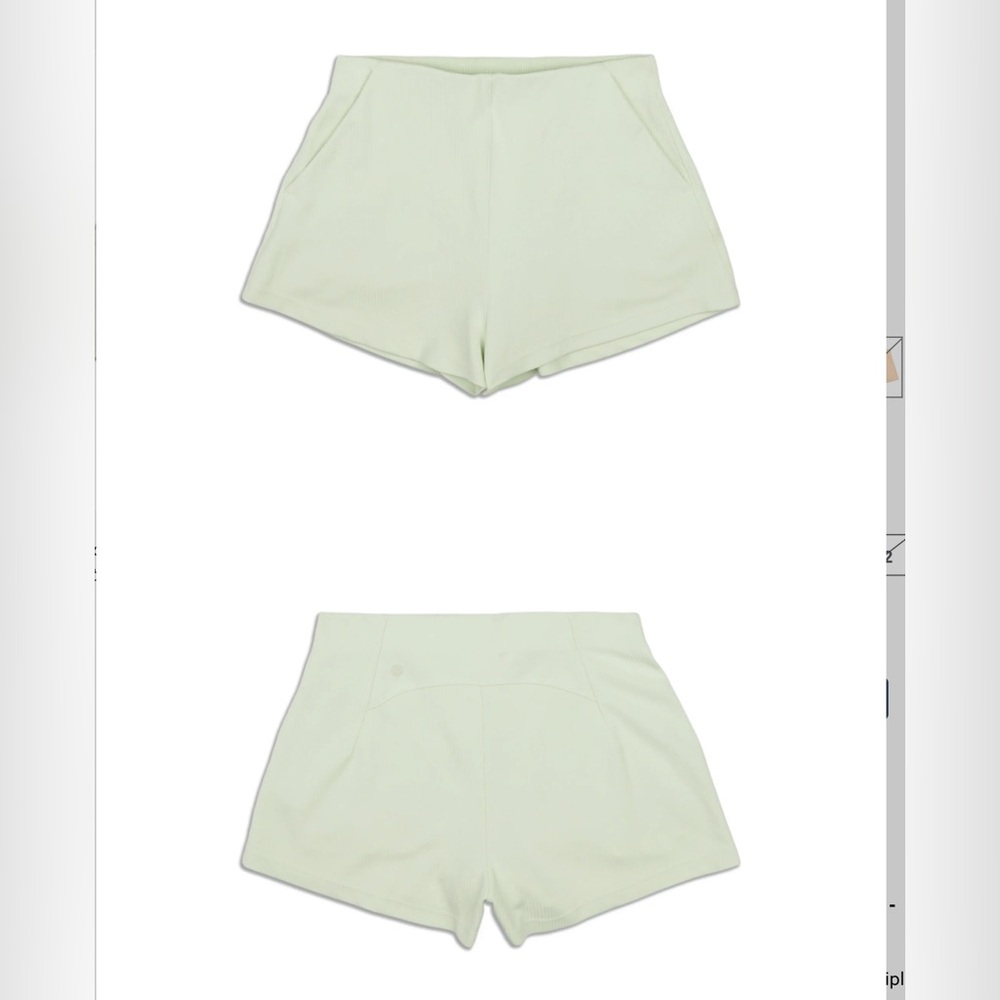 NWOT Lululemon Ribbed Softstreme Shorts 2” - kohlrabi Green sz 14
